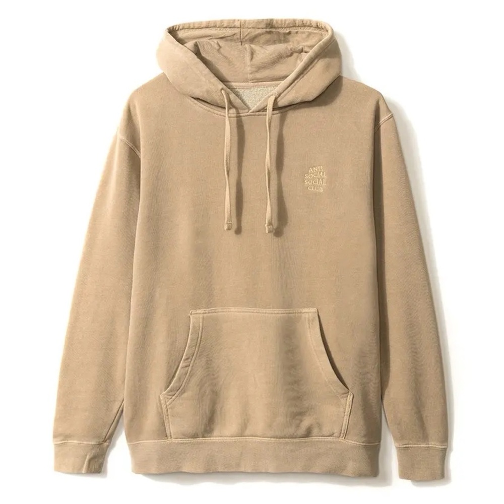 Anti Social Social Club Tan Crewneck Hoodie with Subtle Chest Logo